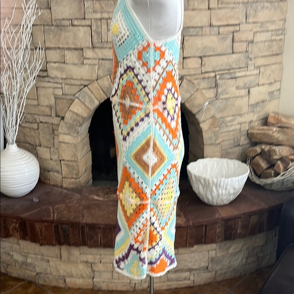 Angel Eye Colorful Crochet Patchwork Dress Size M - Picture 2 of 4